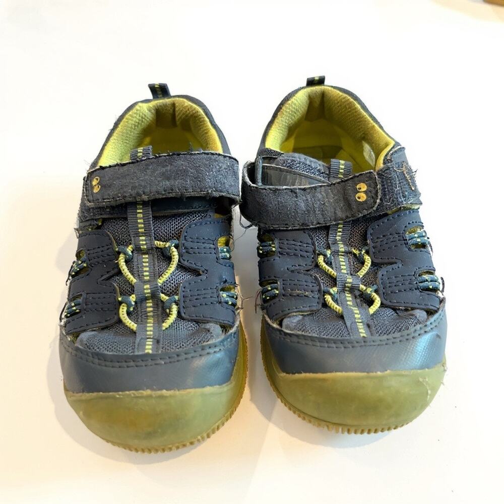 Surprize Toddler Boys Light Up Shoes Gray Green Velcro Sneakers Size 11